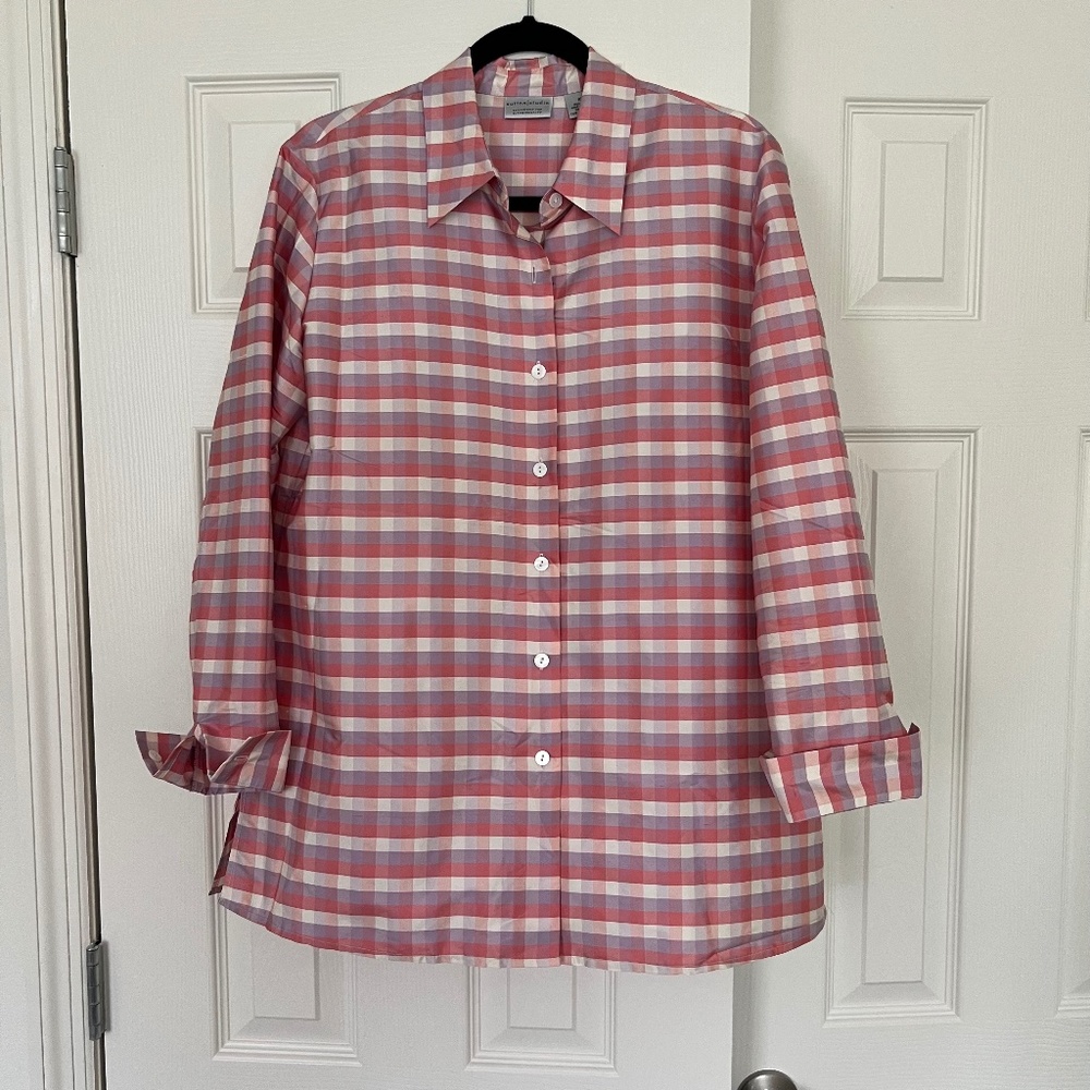 Sutton Studio 100% Silk Button Down Purple & Pink Bloomingdale's Exclusive